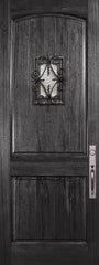 WDMA 42x96 Door (3ft6in by 8ft) Exterior Mahogany 42in x 96in Arch 2 Panel V-Grooved DoorCraft Door with Speakeasy 1