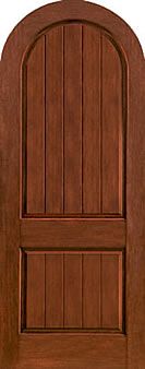 WDMA 42x96 Door (3ft6in by 8ft) Exterior Rustic Fiberglass Impact Door 8ft Radiused 2 Panel Plank Round Top 1