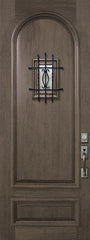 WDMA 42x96 Door (3ft6in by 8ft) Exterior Mahogany 42in x 96in Radius 2 Panel Portobello Door with Speakeasy 1