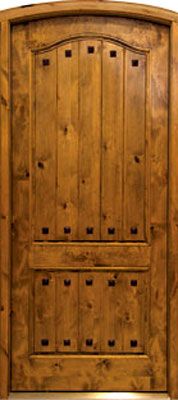 WDMA 42x96 Door (3ft6in by 8ft) Exterior Swing Knotty Alder Kenmure Solid Panel Single Door/Arch Top 2-1/4 Thick 1