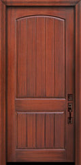 WDMA 42x96 Door (3ft6in by 8ft) Exterior Mahogany 42in x 96in 2 Panel Arch V-Grooved Door 1