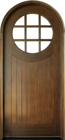 WDMA 42x96 Door (3ft6in by 8ft) Exterior Swing Mahogany Porthole 9 Lite Single Door/Round Top 1
