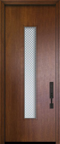 WDMA 42x96 Door (3ft6in by 8ft) Exterior Mahogany 42in x 96in Malibu Solid Contemporary Door w/Metal Grid 1
