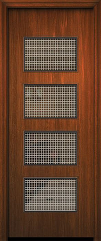 WDMA 42x96 Door (3ft6in by 8ft) Exterior Mahogany 42in x 96in Santa Monica Solid Contemporary Door w/Metal Grid 1