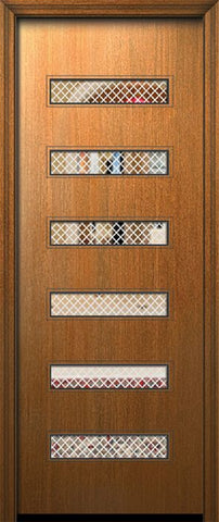 WDMA 42x96 Door (3ft6in by 8ft) Exterior Mahogany 42in x 96in Beverly Solid Contemporary Fiberglass Door w/Metal Grid 1