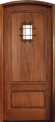 WDMA 42x96 Door (3ft6in by 8ft) Exterior Swing Mahogany Trinity 2 Panel Single Door/Arch Top w Speakeasy 1