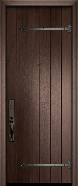 WDMA 42x96 Door (3ft6in by 8ft) Exterior Mahogany 42in x 96in Plank Door with Straps 1