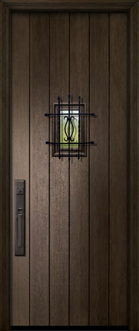 WDMA 42x96 Door (3ft6in by 8ft) Exterior Mahogany 42in x 96in Plank Door with Speakeasy 1