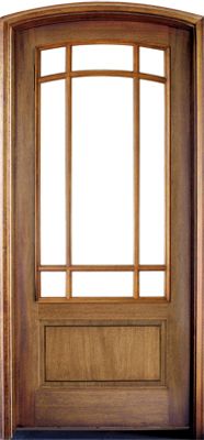 WDMA 42x96 Door (3ft6in by 8ft) French Swing Mahogany Trinity TDL 9 Lite Single Door/Arch Top 2-1/4 Thick 1