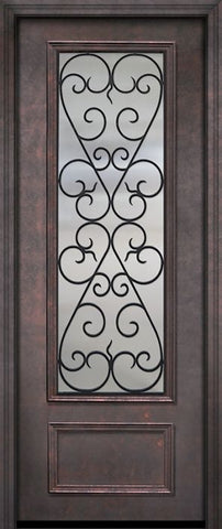 WDMA 42x96 Door (3ft6in by 8ft) Exterior 42in x 96in ThermaPlus Steel Palermo 1 Panel 3/4 Lite GBG Door 1