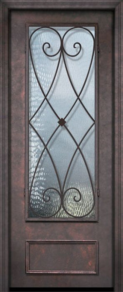 WDMA 42x96 Door (3ft6in by 8ft) Exterior 42in x 96in ThermaPlus Steel Charleston 1 Panel 3/4 Lite Door 1