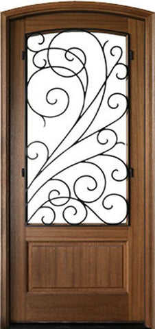 WDMA 42x96 Door (3ft6in by 8ft) Exterior Swing Mahogany Trinity Single Door/Arch Top w Iron #2 2-1/4 Thick 1