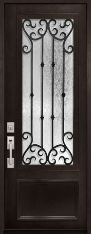 WDMA 42x96 Door (3ft6in by 8ft) Exterior 42in x 96in Valencia 3/4 Lite Single Wrought Iron Entry Door 1