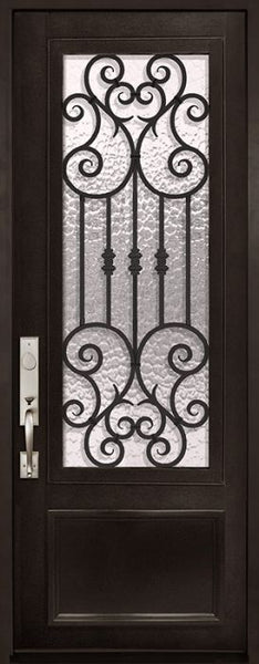 WDMA 42x96 Door (3ft6in by 8ft) Exterior 42in x 96in Marbella 3/4 Lite Single Wrought Iron Entry Door 1