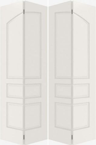 WDMA 44x80 Door (3ft8in by 6ft8in) Interior Bypass Smooth 3060 MDF Pair 3 Panel Arch Panel Double Door 2