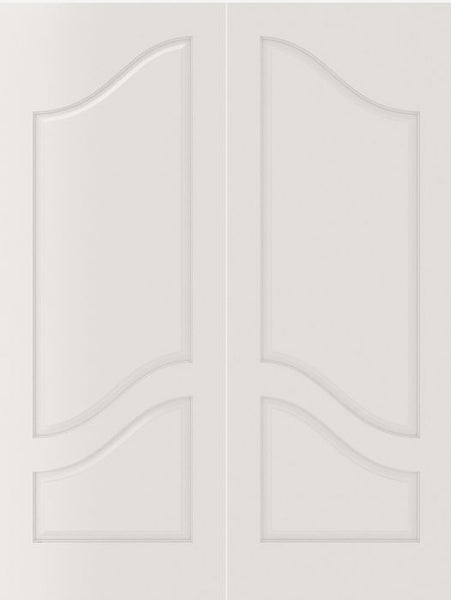 WDMA 44x80 Door (3ft8in by 6ft8in) Interior Swing Smooth 2100 MDF Pair 2 Panel Arch Panel Double Door 1