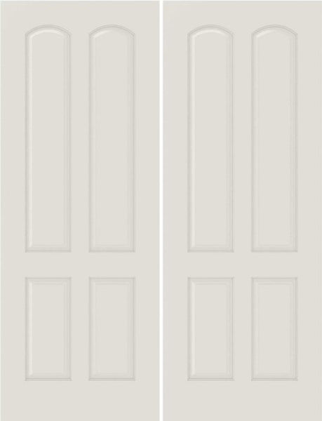 WDMA 44x80 Door (3ft8in by 6ft8in) Interior Bifold Smooth 4080 MDF 4 Panel Arch Panel Double Door 1