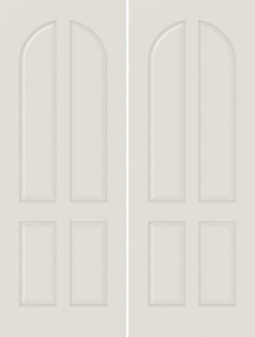 WDMA 44x80 Door (3ft8in by 6ft8in) Interior Bypass Smooth 4040 MDF 4 Panel Round Panel Double Door 1