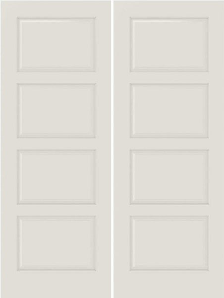 WDMA 44x80 Door (3ft8in by 6ft8in) Interior Swing Smooth 4100 MDF 4 Panel Double Door 1