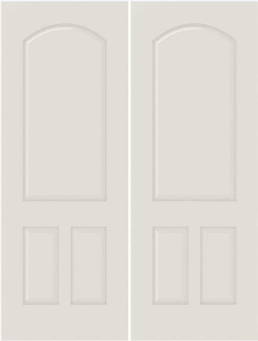 WDMA 44x80 Door (3ft8in by 6ft8in) Interior Bypass Smooth 3200 MDF 3 Panel Arch Panel Double Door 1