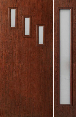 WDMA 44x80 Door (3ft8in by 6ft8in) Exterior Cherry Contemporary Modern 3 Lite Single Entry Door Sidelight FC513 1