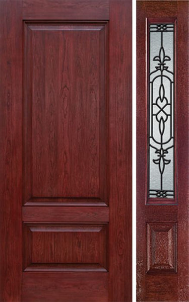 WDMA 44x80 Door (3ft8in by 6ft8in) Exterior Cherry Two Panel Single Entry Door Sidelight JA Glass 1