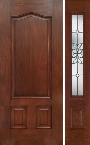 WDMA 44x80 Door (3ft8in by 6ft8in) Exterior Mahogany Three Panel Single Entry Door Sidelight CD Glass 1