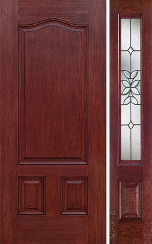 WDMA 44x80 Door (3ft8in by 6ft8in) Exterior Cherry Three Panel Single Entry Door Sidelight CD Glass 1