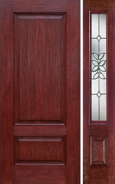 WDMA 44x80 Door (3ft8in by 6ft8in) Exterior Cherry Two Panel Single Entry Door Sidelight CD Glass 1