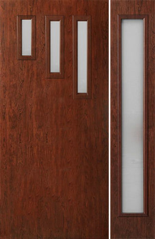 WDMA 44x80 Door (3ft8in by 6ft8in) Exterior Cherry Contemporary Modern 3 Lite Single Entry Door Sidelight FC532 1