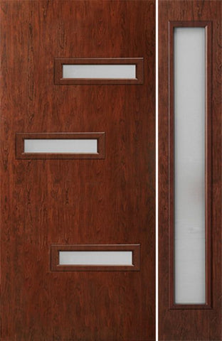 WDMA 44x80 Door (3ft8in by 6ft8in) Exterior Cherry Contemporary Modern 3 Lite Single Entry Door Sidelight FC552 1