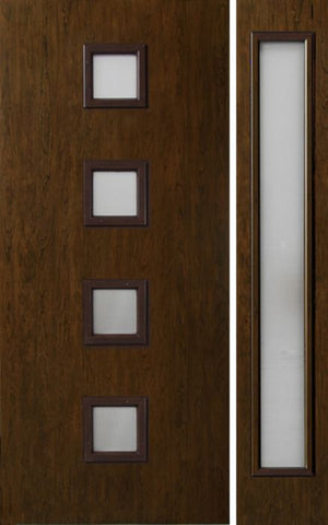 WDMA 44x80 Door (3ft8in by 6ft8in) Exterior Cherry Contemporary Four Square Lite Single Entry Door Sidelight 1
