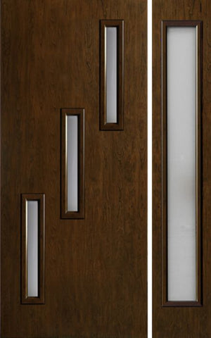 WDMA 44x80 Door (3ft8in by 6ft8in) Exterior Cherry Contemporary Three Slim Vertical Lite Single Entry Door Sidelight 1