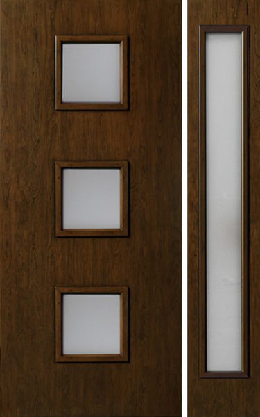 WDMA 44x80 Door (3ft8in by 6ft8in) Exterior Cherry Contemporary Three Square Lite Single Entry Door Sidelight 1