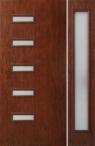 WDMA 44x80 Door (3ft8in by 6ft8in) Exterior Cherry Contemporary Modern 5 Lite Single Entry Door Sidelight FC595 1