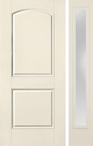WDMA 44x80 Door (3ft8in by 6ft8in) Exterior Smooth 2 Panel Soft Arch Star Door 1 Side Clear 1