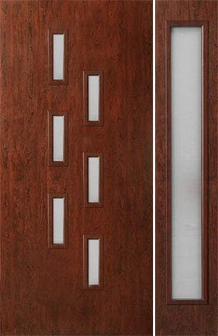 WDMA 44x80 Door (3ft8in by 6ft8in) Exterior Cherry Contemporary Modern 6 Lite Single Entry Door Sidelight FC596 1