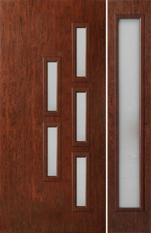 WDMA 44x80 Door (3ft8in by 6ft8in) Exterior Cherry Contemporary Modern 5 Lite Single Entry Door Sidelight FC553 1