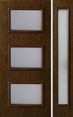 WDMA 44x80 Door (3ft8in by 6ft8in) Exterior Cherry Contemporary Three Lite Single Entry Door Sidelight 1