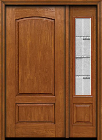 WDMA 44x80 Door (3ft8in by 6ft8in) Exterior Cherry Two Panel Camber Single Entry Door Sidelight Crosswalk Glass 1