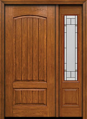 WDMA 44x80 Door (3ft8in by 6ft8in) Exterior Cherry Plank Two Panel Single Entry Door Sidelight 3/4 Lite Topaz Glass 1