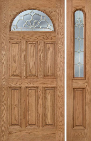 WDMA 44x80 Door (3ft8in by 6ft8in) Exterior Oak Merritt Single Door/1side w/ A Glass 1