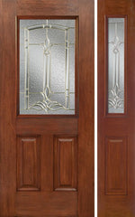 WDMA 44x80 Door (3ft8in by 6ft8in) Exterior Mahogany Half Lite 2 Panel Single Entry Door Sidelight BT Glass 1