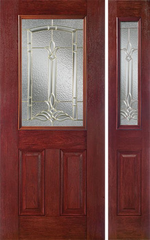 WDMA 44x80 Door (3ft8in by 6ft8in) Exterior Cherry Half Lite 2 Panel Single Entry Door Sidelight BT Glass 1