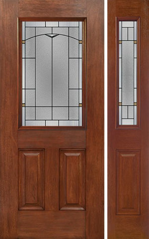 WDMA 44x80 Door (3ft8in by 6ft8in) Exterior Mahogany Half Lite 2 Panel Single Entry Door Sidelight TP Glass 1