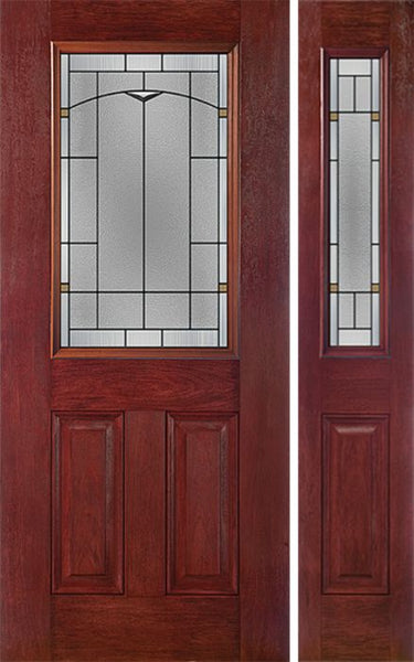 WDMA 44x80 Door (3ft8in by 6ft8in) Exterior Cherry Half Lite 2 Panel Single Entry Door Sidelight TP Glass 1