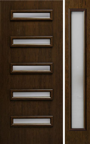 WDMA 44x80 Door (3ft8in by 6ft8in) Exterior Cherry Contemporary Slim Horizontal Five Lite Single Entry Door Sidelight 1