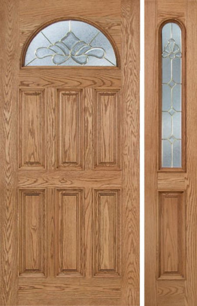 WDMA 44x80 Door (3ft8in by 6ft8in) Exterior Oak Merritt Single Door/1side w/ BO Glass 1