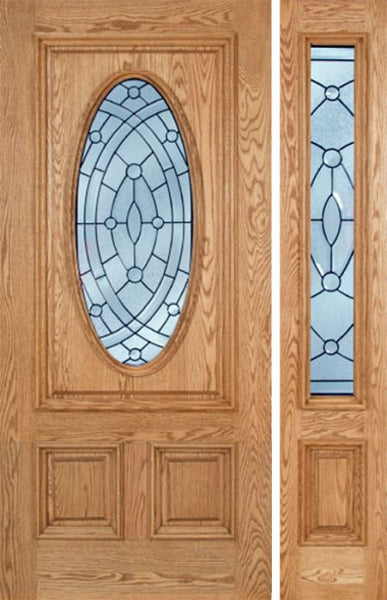 WDMA 44x80 Door (3ft8in by 6ft8in) Exterior Oak Watson Single Door/1side w/ EE Glass 1
