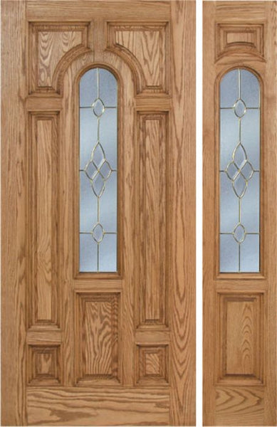 WDMA 44x80 Door (3ft8in by 6ft8in) Exterior Oak Carrick Single Door/1side w/ C Glass - 6ft8in Tall 1